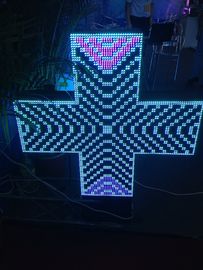 Pharmacy Cross P10 Scrolling LED Sign Dual Color IP65 , Advertising Custom Led Signs